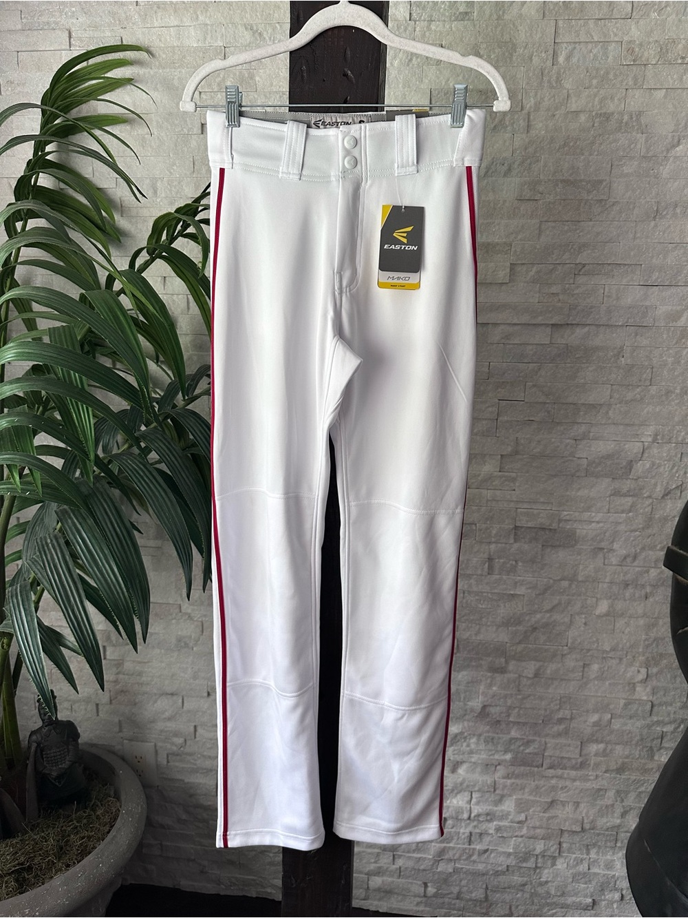 Easton Mako 2 White Baseball Pants with Red Side Stripe Size Small New with Tags